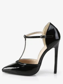 Femmes Escarpins Slip-On Bout Pointu Talon Aiguille Paillettes T-Strap Sexy Vintage Chaussures