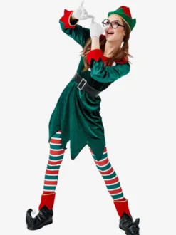 Femmes Noël Ensemble Noël Elfe Vert Foncé Costume de Vacances Déguisements Cadeau Noël