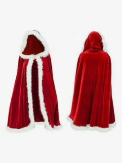 Femmes Noël Manteau Rouge Polyester Noël Vacances Vintage Costumes