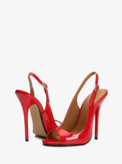 Femmes Slingback Talons Talon Aiguille Escarpins En Cuir PU Talon Slingback Noir