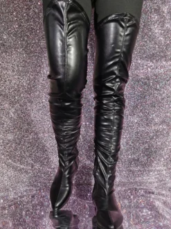 Femme Talon Bas Cuissardes Cuir PU