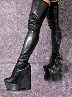Femme Talon compensé Cuissardes Cuir PU