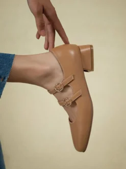 Femme talons mi-bas bout carré talon chiot noir élégant escarpins talons chaussures