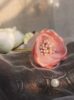 Fleurs épingle à cheveux mariage rose coiffe mariage 2 pièces