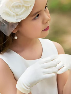 Gants de fille de fleur blancs Soirée formelle Accessoires de fille de fleur de mariage