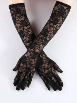 Gants de mariage gothiques noirs Gants Gants de mariée en dentelle