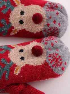 Gants Femme Motif Noël Cerf Cadeau Noël
