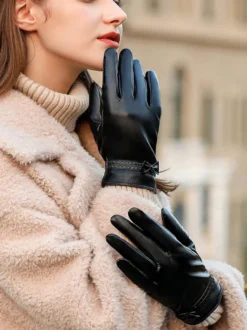 Gants Pour Femme En Cuir Nœud