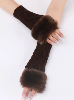 Gants Pour Femmes Mitaines Tricotés Chauds D'hiver Sans Doigts