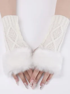 Gants Pour Femmes Mitaines Tricotés Chauds D'hiver Sans Doigts