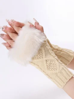 Gants Pour Femmes Mitaines Tricotés Chauds D'hiver Sans Doigts