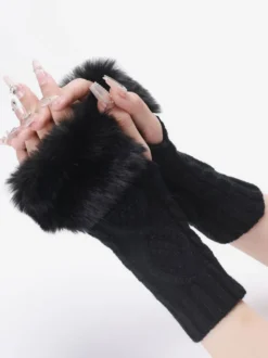 Gants Pour Femmes Mitaines Tricotés Chauds D'hiver Sans Doigts