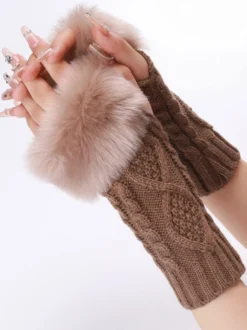 Gants Pour Femmes Mitaines Tricotés Chauds D'hiver Sans Doigts