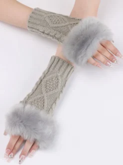 Gants Pour Femmes Mitaines Tricotés Chauds D'hiver Sans Doigts