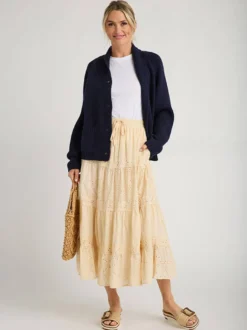 Gilet cardigan en maille jacquard à col montant manches longues poche et boutons sur le devant style décontracté pour femme.
