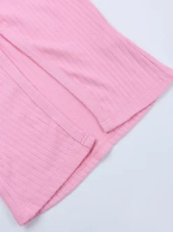 Gilet court à poignets en fourrure rose pour femme - Haut côtelé à manches longues et col en V style années 2000 - Boléro sexy pour soirées en club 2026