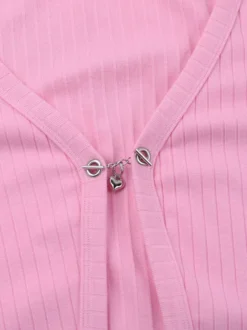 Gilet court à poignets en fourrure rose pour femme - Haut côtelé à manches longues et col en V style années 2000 - Boléro sexy pour soirées en club 2026