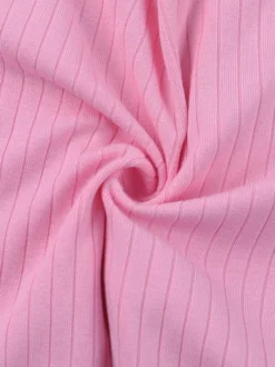Gilet court à poignets en fourrure rose pour femme - Haut côtelé à manches longues et col en V style années 2000 - Boléro sexy pour soirées en club 2026