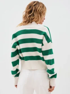 Gilet court rayé à col en V pull boutonné en maille pour femme 2026