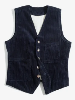 Gilet de travail sans manches en velours côtelé vintage pour homme