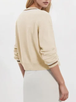Gilet en maille à col V finitions contrastées manches raglan et boutons