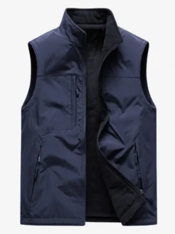 Gilet sans manches à col montant pour homme doublé polaire