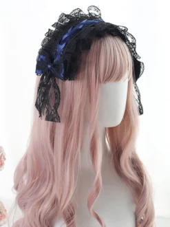 Gothic Lolita Coiffe Dentelle Bow Lolita Bandeau Déguisements Halloween