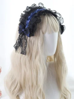 Gothic Lolita Coiffe Dentelle Bow Lolita Bandeau Déguisements Halloween