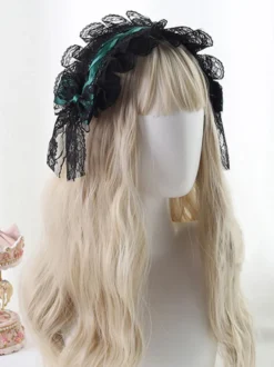 Gothic Lolita Coiffe Dentelle Bow Lolita Bandeau Déguisements Halloween