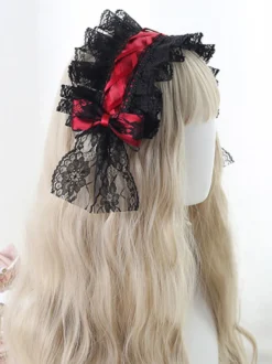 Gothic Lolita Coiffe Dentelle Bow Lolita Bandeau Déguisements Halloween