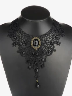 Gothic Lolita collier noir découpe coeur et fleur Lolita Collier Collier en dentelle Déguisements Halloween