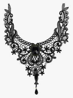 Gothic Lolita collier noir découpe coeur et fleur Lolita Collier Collier en dentelle Déguisements Halloween