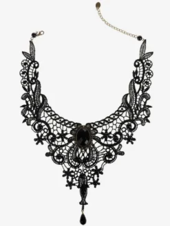 Gothic Lolita collier noir découpe coeur et fleur Lolita Collier Collier en dentelle Déguisements Halloween