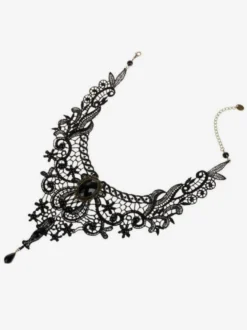 Gothic Lolita collier noir découpe coeur et fleur Lolita Collier Collier en dentelle Déguisements Halloween