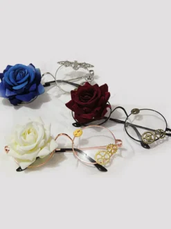 Gothic Lolita lunettes Steampunk Vintage Fleur Rose rouge Gear chaînes accessoires de costumes de Lolita rétro Déguisements Halloween