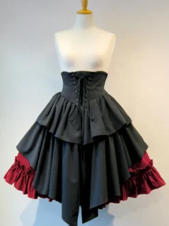 Gothic Lolita SK Lace Up Blue Color Block Lolita Jupes Déguisements Halloween