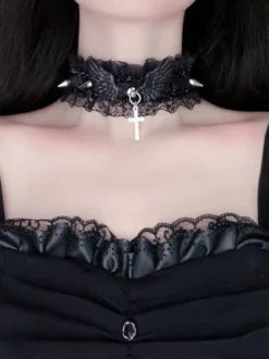 Gothique Lolita Accessoires Noir Choker Polyester