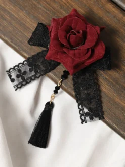 Gothique Lolita Accessoires Bordeaux Fringe Lace Headwear Polyester Divers