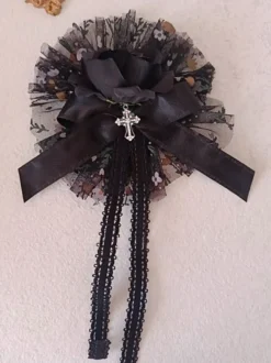 Gothique Lolita Accessoires Fleurs Noires Volants Polyester Chapeaux Divers