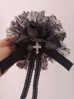Gothique Lolita Accessoires Fleurs Noires Volants Polyester Chapeaux Divers