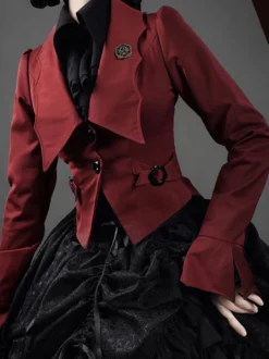 Gothique Lolita Manteaux Rouge À Lacets Printemps
