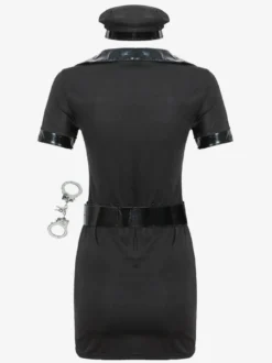 Halloween Corps Costume Pour Femmes Policière Chapeau Ceinture Menottes Robe 4 Pièces Ensemble Costume De Vacances Ensemble Complet
