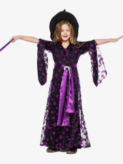 Halloween Costume Sorcière Enfants Robes Ensemble Déguisements Halloween Robe de Princesse Fille