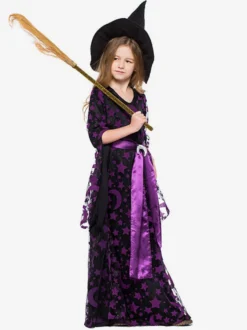 Halloween Costume Sorcière Enfants Robes Ensemble Déguisements Halloween Robe de Princesse Fille