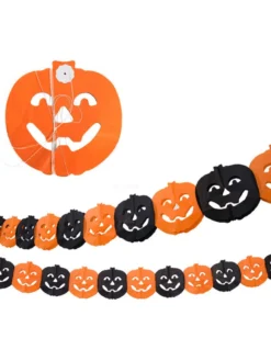 Halloween Décorations d'Halloween Guirlande de papier en papier citrouille jaune