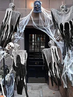 Halloween Décorations d'Halloween Accessoires de squelette d'Halloween en fibre de polyester grise