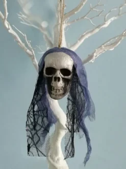 Halloween décorations effrayantes crâne en fibre de polyester violet