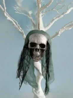 Halloween décorations effrayantes crâne en fibre de polyester violet