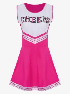 Halloween Déguisement Cheerleader Pom-pom Girl Adulte Pour Femmes Noir Sexy Polyester Robe Courte Vacances Costumes Ensemble Complet