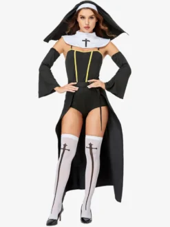 Halloween Déguisement De Nonne Costume Noire Halloween Vampire